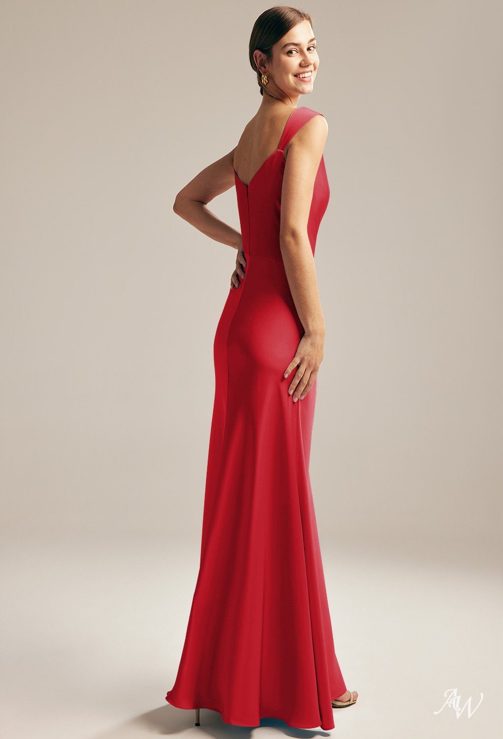 AW Meggie Tango Red Satin Charmeuse Bridesmaid Dresses image2